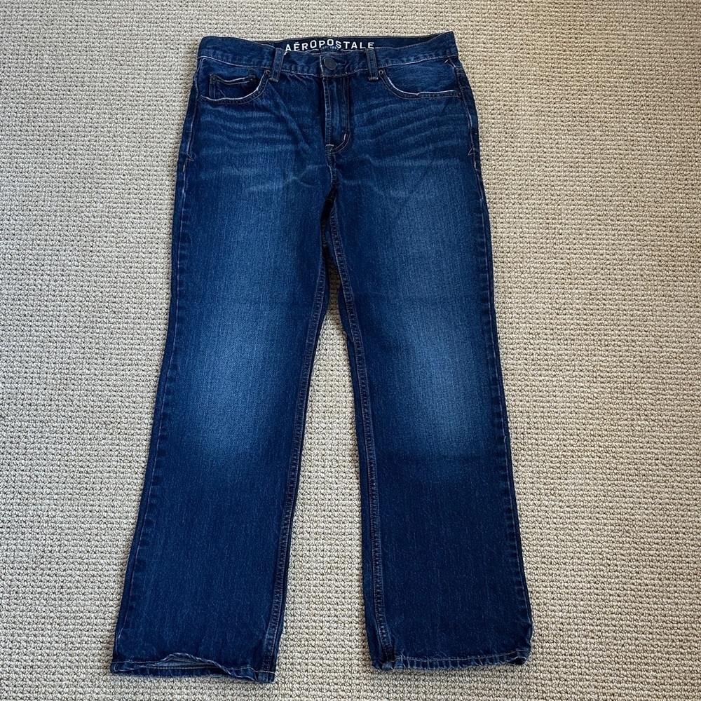 Aeropostale Driggs Slim Bootcut Jeans, 30x30, Dark Wash Denim